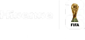 Oficjalny sponsor: FIFA (Fédération Internationale de Football Association) z pucharem i napisem FIFA oraz logo Hisense