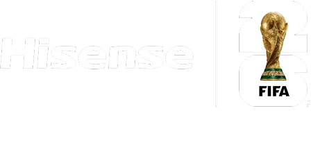 Oficjalny sponsor: FIFA (Fédération Internationale de Football Association) z pucharem i napisem FIFA oraz logo Hisense