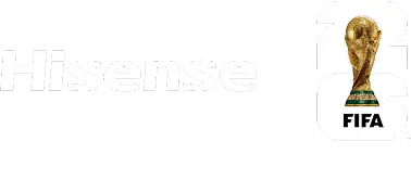 Oficjalny sponsor: FIFA (Fédération Internationale de Football Association) z pucharem i napisem FIFA oraz logo Hisense