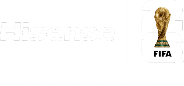 Oficjalny sponsor: FIFA (Fédération Internationale de Football Association) z pucharem i napisem FIFA oraz logo Hisense