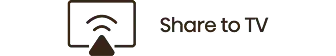 Ikona fal (przesył danych) i napis Share to TV (udostępnij w telewizji)
