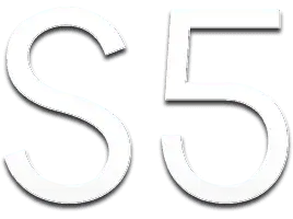 Stylizowany, biały logotyp serii S5 przedstawiony za pomocą minimalistycznych linii