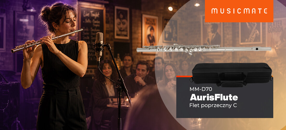 Flet poprzeczny MUSICMATE MM-D70 AurisFlute lekki instrument do nauki i gry, osoba grająca na flecie