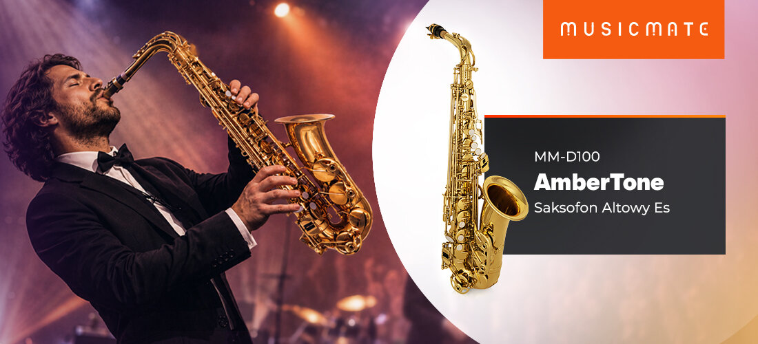 Saksofon altowy MUSICMATE MM-D100 AmberTone nauka gry instrument dęty Es, osoba grająca na saksofonie