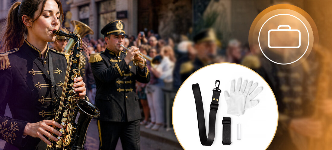 Saksofon altowy MUSICMATE MM-D105 ShadowSax nauka koncerty orkiestra zespoły, osoba grająca na saksofonie w orkiestrze dętej