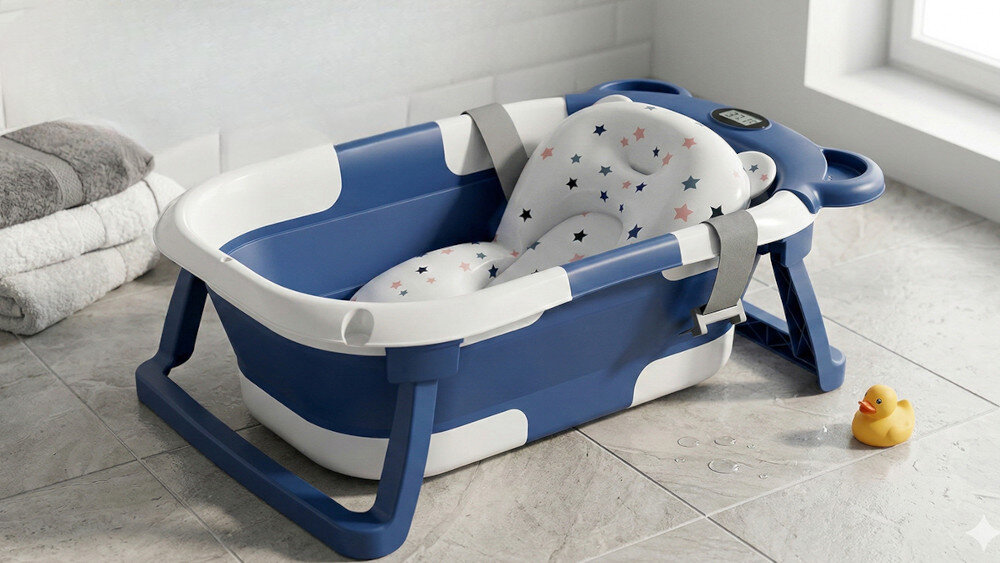 Wanienka EXTRALINK Kids EX.98314 Granatowy prezentacja wizualizacja design wygląd Bezpieczna i wygodna kąpiel