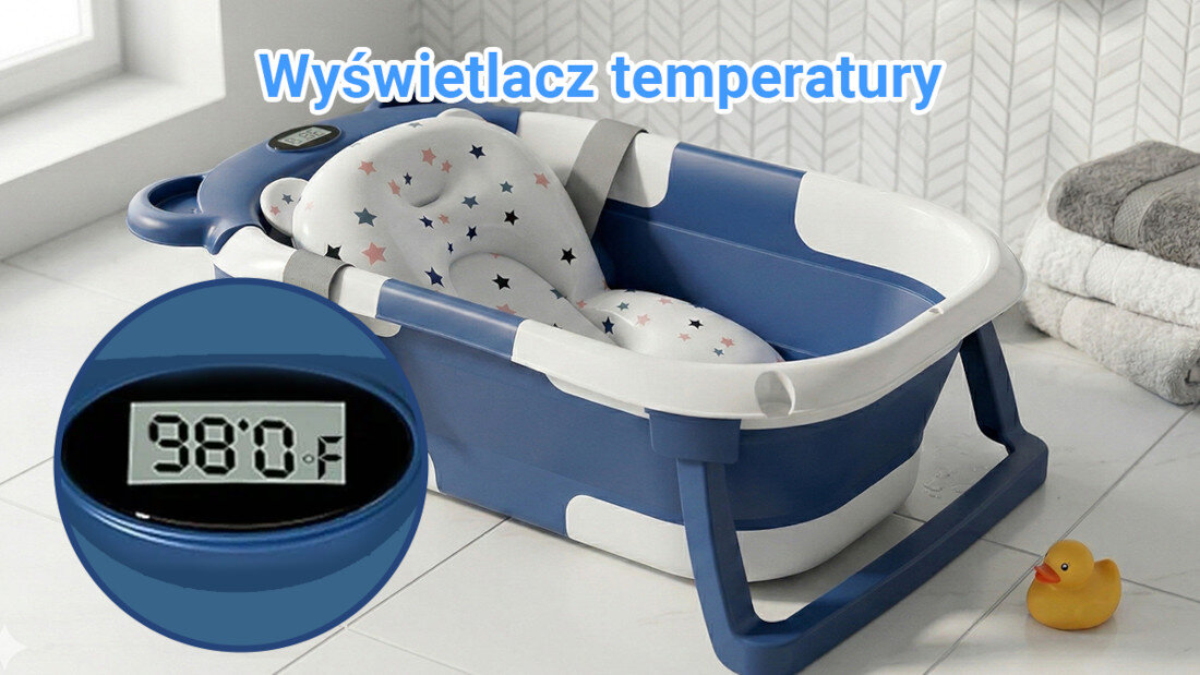 Wanienka EXTRALINK Kids EX.98314 Granatowy Kontrola temperatury wody  termometr LED Cyfrowy odczyt jest czytelny i dostępny na bieżąco odpowiednie warunki dla dziecka