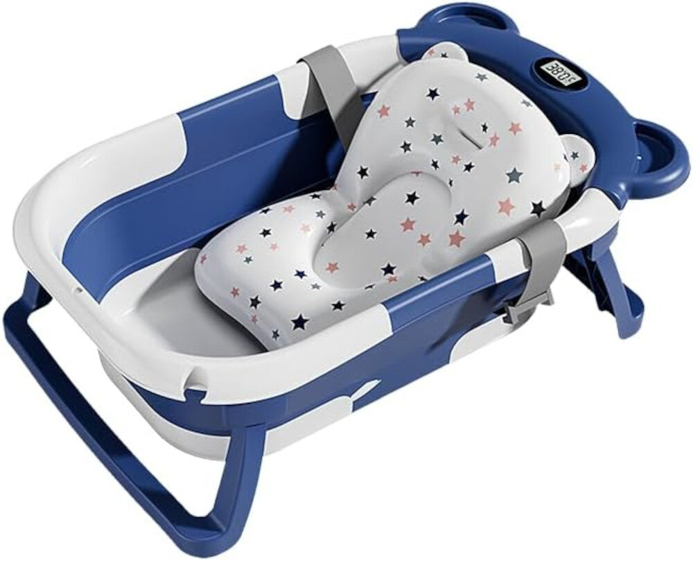 Wanienka EXTRALINK Kids EX.98314 Granatowy Komfort dla małego dziecka Ergonomiczny kształt Miękka poduszka kąpiel kontrola pielęgnacja za pomocą specjalnych klipsów