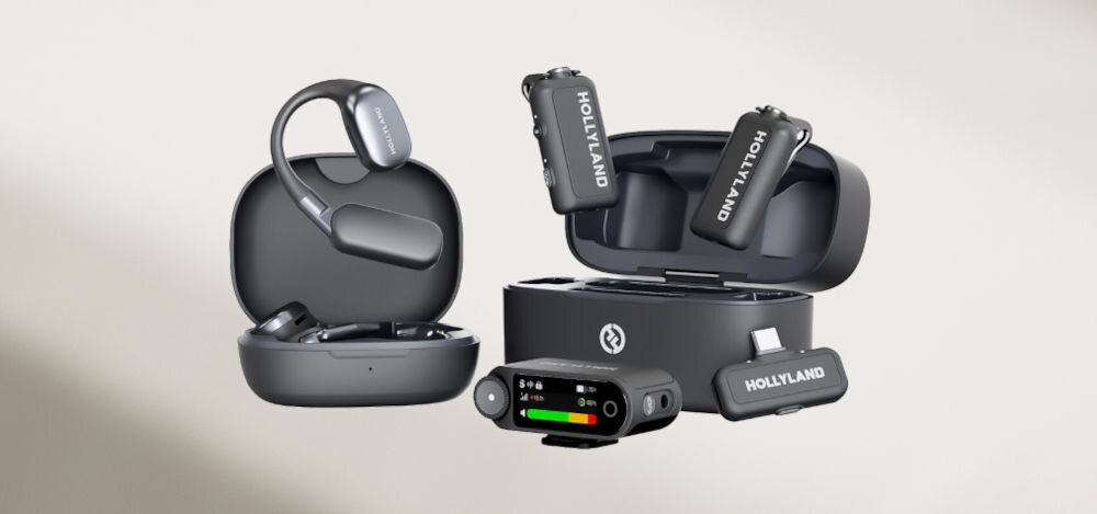 System bezprzewodowy HOLLYLAND Lark Max 2 Ultimate Combo prezentacja zestawu na jasnym tle