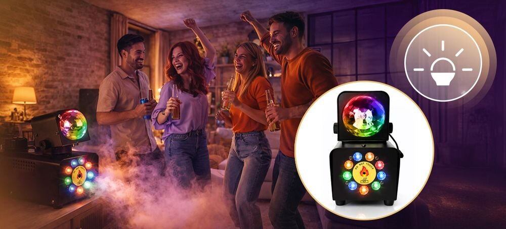 Wytwornica dymu MUSICMATE MM-WS400 DiscoFog z szybkim nagrzewaniem i zbiornikiem 600 ml, urządzenie stojące na szafce