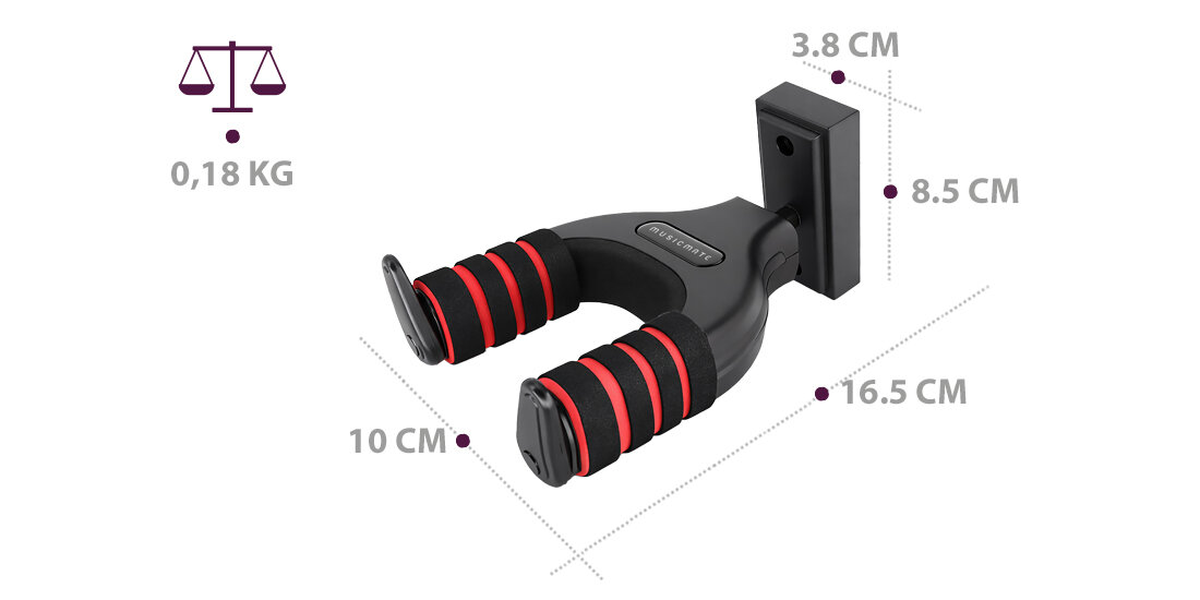 Uchwyt ścienny do gitary MUSICMATE MM-AG20 SafeHook, zestaw