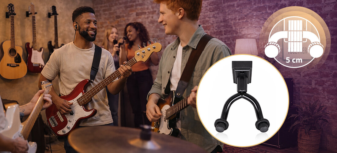 Uchwyt ścienny do gitary MUSICMATE MM-AG15 StringHook, rozstaw 5 cm, wysunięcie 13,5 cm, stabilne ramiona