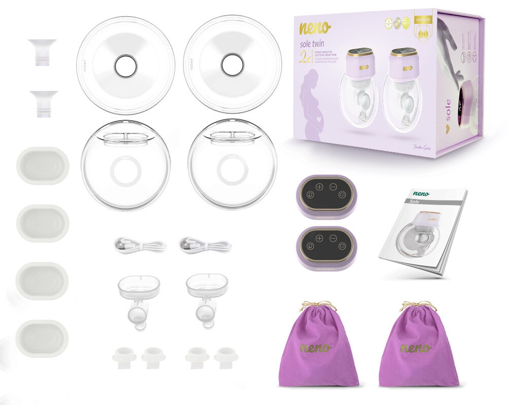 Laktator NENO Sole Twin zestaw akcesoria komplet wyposażenie