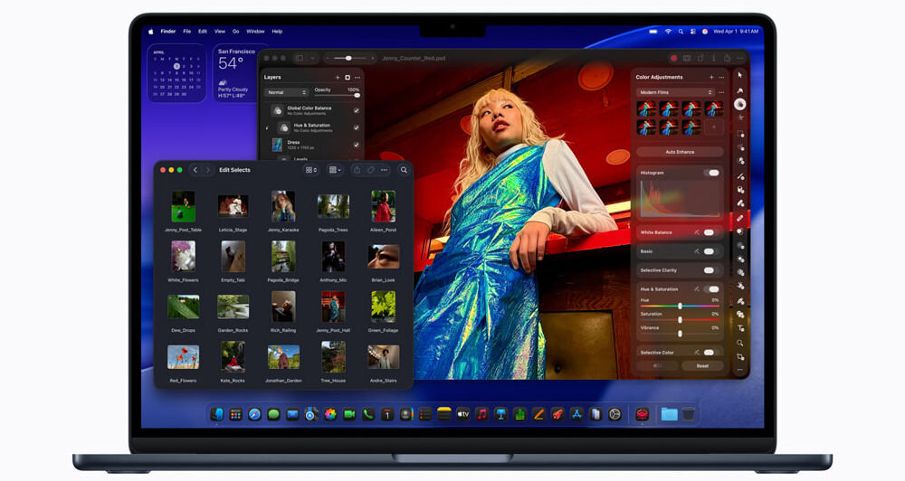 MacBook Air włączone programy na ekranie aplikacje AI