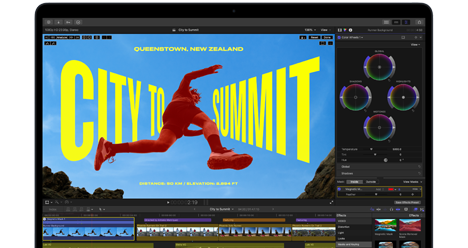 Montaż wideo na ekranie MacBooka Air przedstawiający możliwości czipa M5