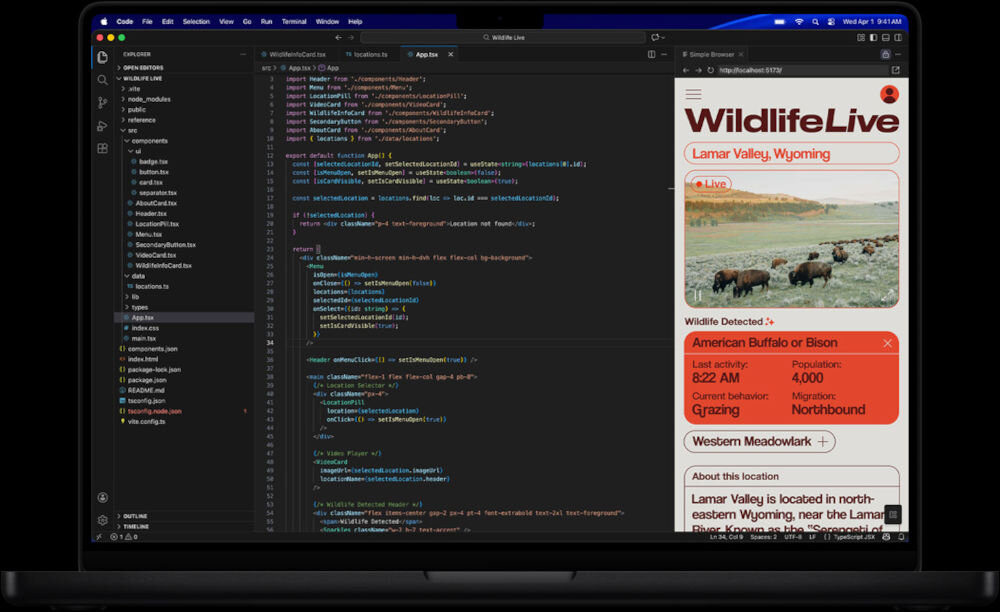 Laptop APPLE MacBook Pro 2026 Interfejs aplikacji Kontakty na macOS przedstawiający profil użytkownika Luis Coderque z personalizowanym awatarem Memoji na różowym tle.