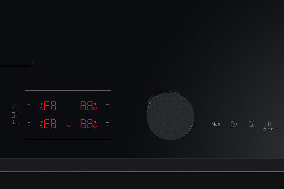 Prezentowany panel sterowania płyty Samsung NZ64B6058GK zapewnia jej intuicyjną obsługę
