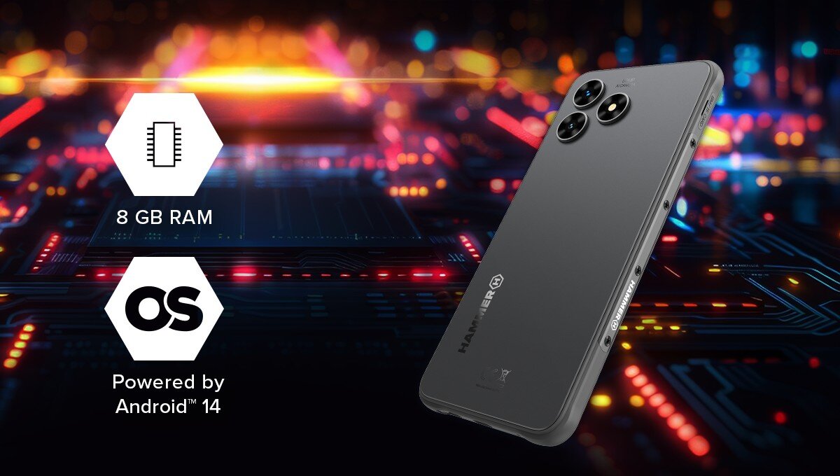 Smartfon MYPHONE Hammer Blade Va Ośmiordzeniowy procesor MediaTek Dimensity 720 8 GB pamięci RAM Android 14 
