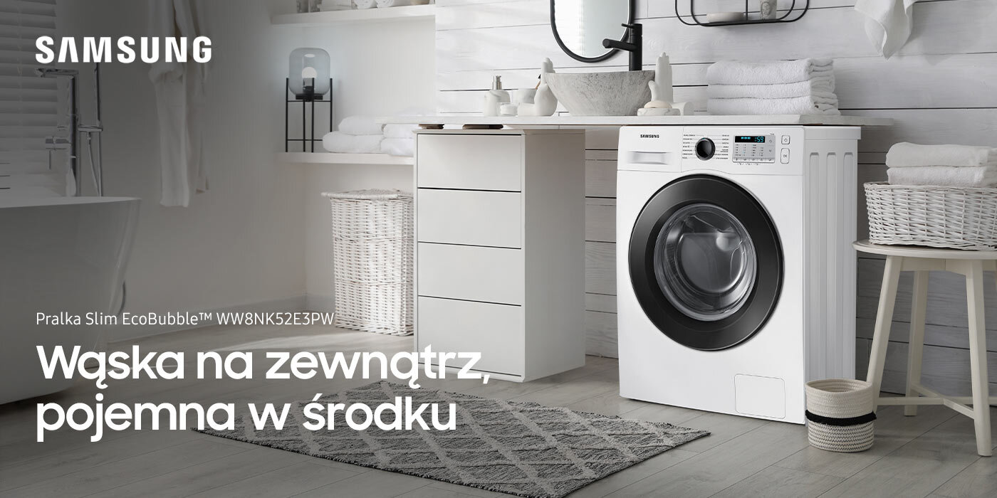 Pralka slim EcoBubble WW8NK52E3PW z oferty sieci Media Expert