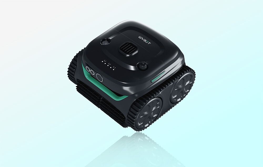 Robot do czyszczenia basenów WYBOT C2PRO, prostokątny, winyl, beton, włókno, robot WYBOT do czyszczenia basenu w rzucie izometrycznym.