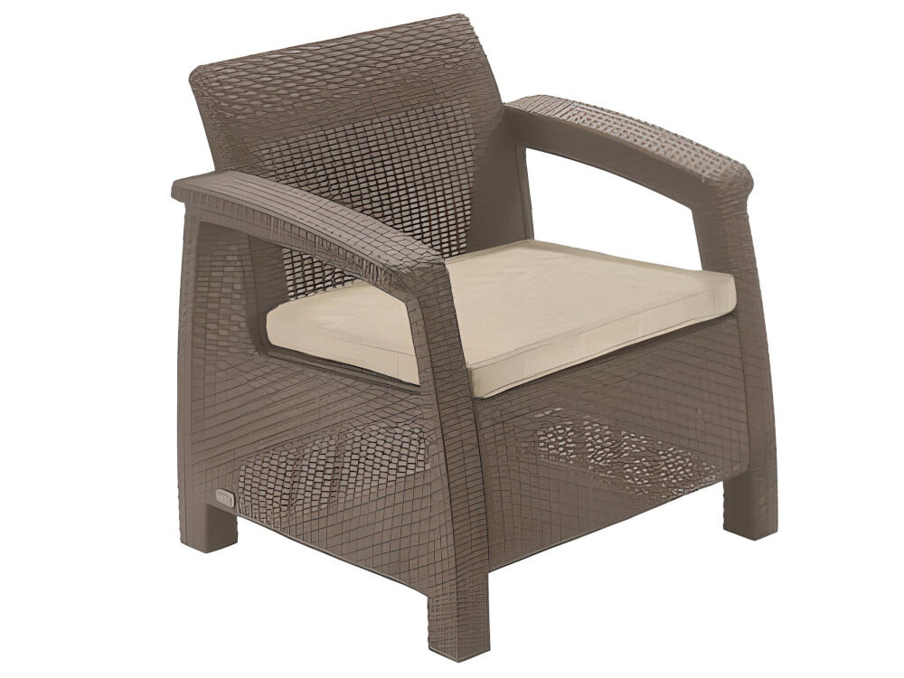 Zestaw mebli ogrodowych KETER Corfu Duo Cappuccino do picia kawy czytania książki słuchania muzyki fotel wymiary 75x70x79 cm maksymalne obciążenie do 110 kg w zestawie