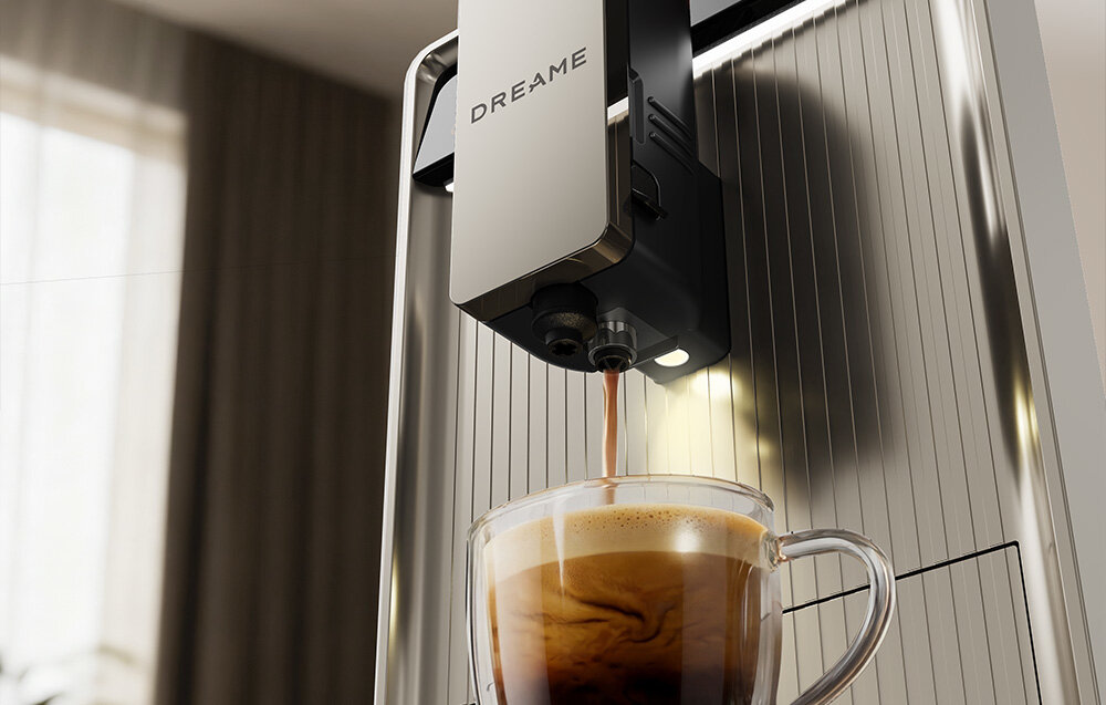 Ekspres DREAME Ecceluxe™ Slim FCM30 Beżowy Bogaty smak i crema Technologia Golden Extraction 19 barów na poziomie 92°C Zawór mikropodciśnienia redukuje nadmiar piany i powietrza