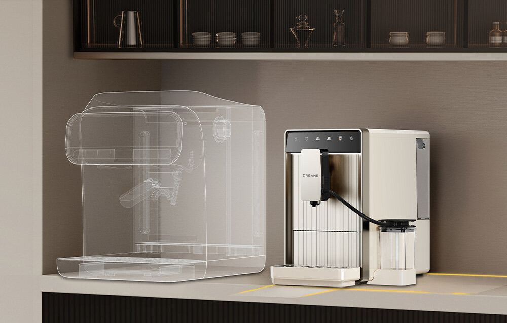 Ekspres DREAME Ecceluxe™ Slim FCM30 Beżowy Do małych przestrzeni Szerokość 18 cm Prosta forma i stonowana kolorystyka