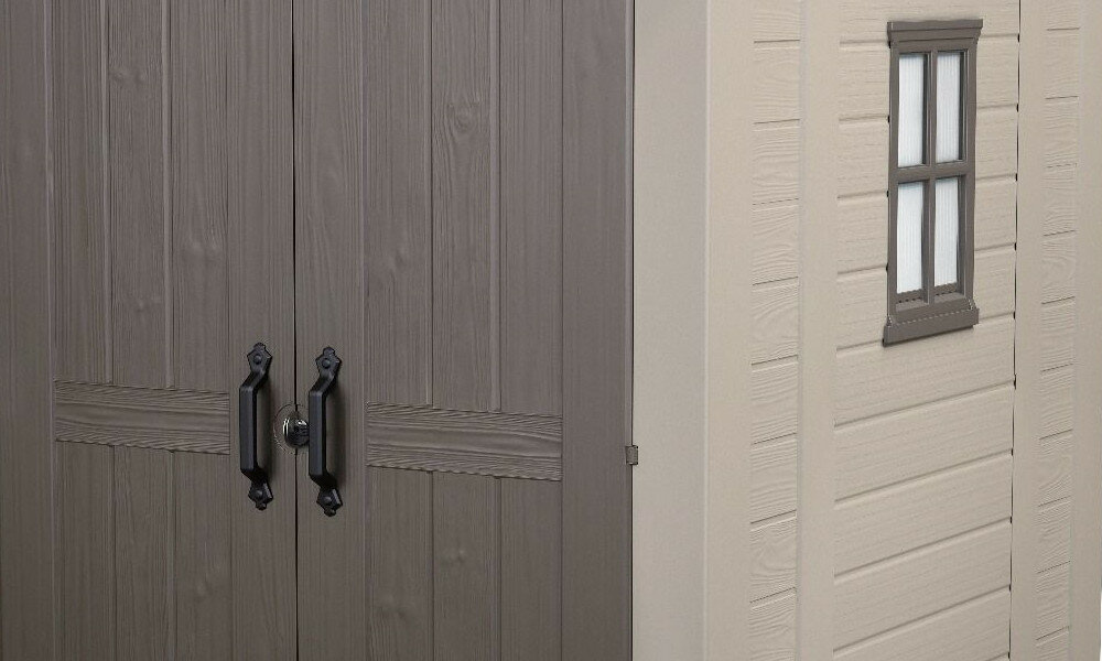 Domek narzędziowy KETER Factor 230452 Beżowo-szary polki zamek wentylacja swietlik