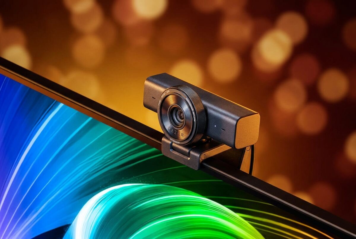 RAZER Kiyo V2 X Razer Kiyo V2 X streamingu, spotkań online i tworzenia treści Full HD 1080p przy 60 FPS Szybki autofokus - kamera zamontowana na górnej krawędzi monitora