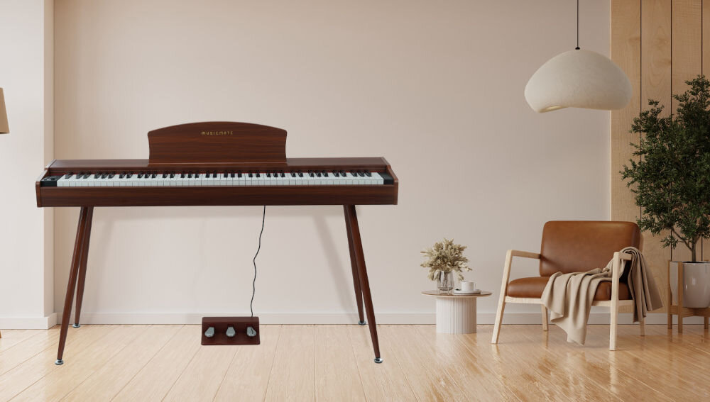 Pianino cyfrowe MUSICMATE MM-P40-B Brązowy klawisze mechanizm młoteczkowy Hammer Action wbudowane głośniki