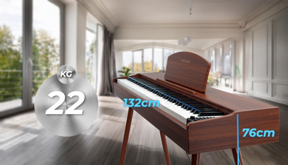 Pianino cyfrowe MUSICMATE MM-P40-B Brązowy wymiary waga