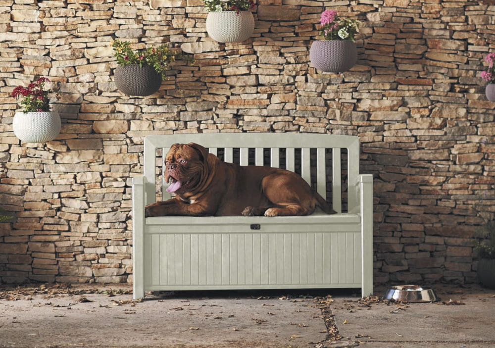 Ławka ogrodowa Patio Storage Bench Brązowy wymiary 133 x 61 x 89 obciążenie do 350 kg