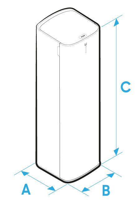 wszystkie wymiary zewnętrzne urządzenia