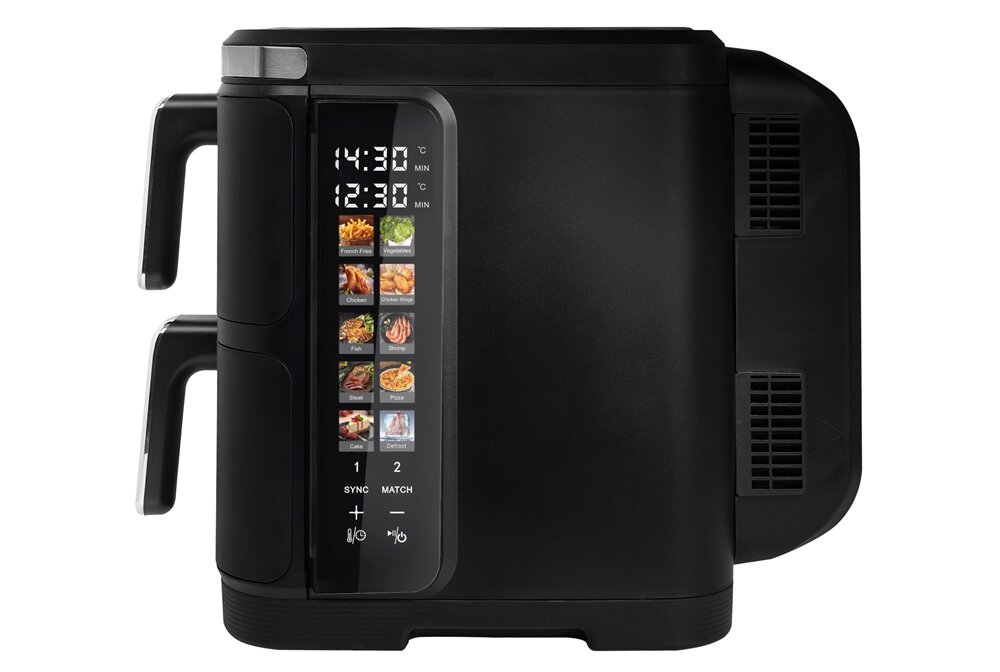 Air Fryer Frytkownica beztłuszczowa WEBBER AF901 11l z podwójnym koszem i 10 automatycznymi programami dotykowy panel LCD, łatwy wybór funkcji i ustawień, funkcja auto-off, sygnały dźwiękowe po zakończonej pracy