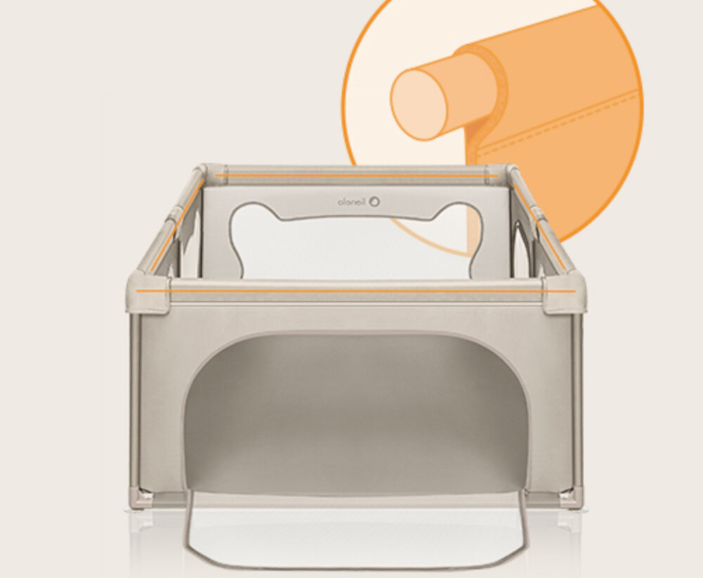 Kojec LIONELO Willow Beige Sand Miękkie wykończenia i ochrona Górne elementy konstrukcyjne obszyte pianką ochrona