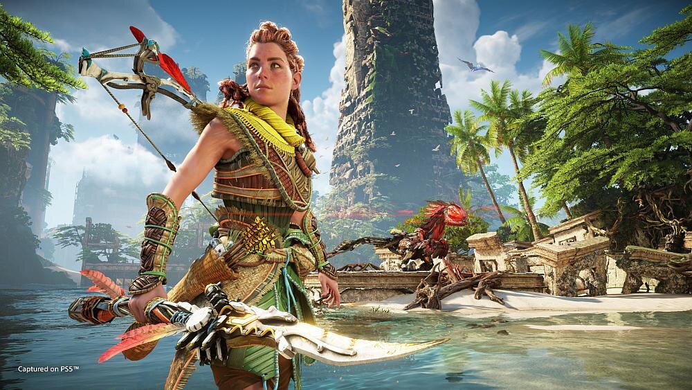 Horizon: Forbidden West Gra sony fabuła aloy mapa kraina zachód pogranicze bronie walka postacie  konsola playstation edycja