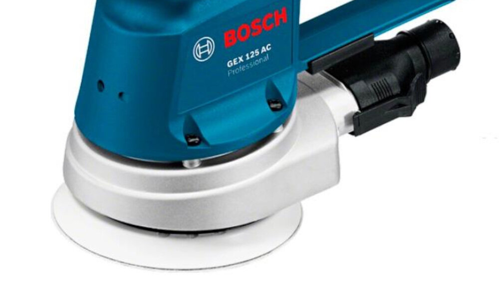 Szlifierka mimośrodowa BOSCH GEX 125 AC hamulec talerza szlifierskiego doskonałe wyważenie sprzętu wyjątkowa ergonomia gwarancja optymalnej kontroli