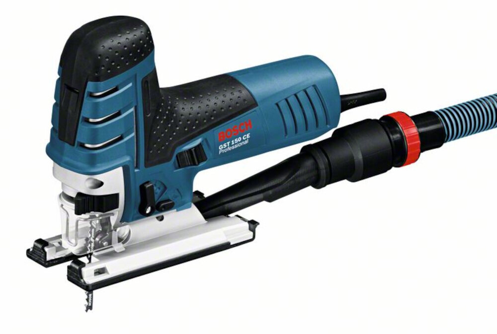 Wyrzynarka BOSCH GST 150 CE Professional solidna otwarta stopa 4-stopniowa oscylacja do pracy w drewnie w stali w aluminium maksymalna głębokość cięcia w drewnie do 150 mm w stali do 10 mm