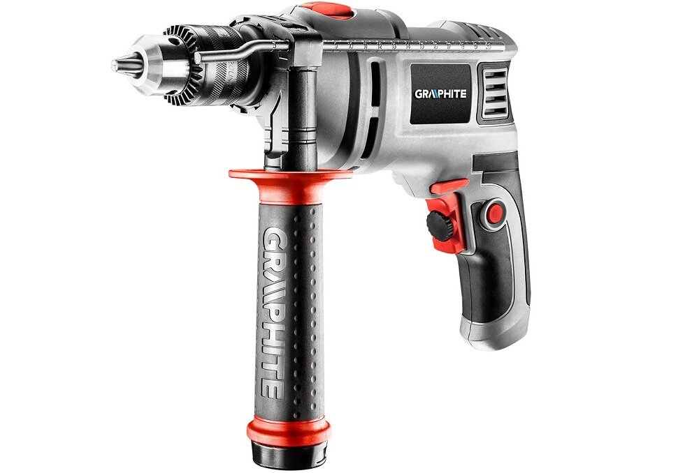 Wiertarka udarowa GRAPHITE 58G726 elektronarzędzie ze świetnymi parametrami technicznymi solidne niezawodne do użytku domowego w niewielkich warsztatach naprawczych lekka 2 kg kompaktowa konstrukcja ergonomiczny uchwyt
