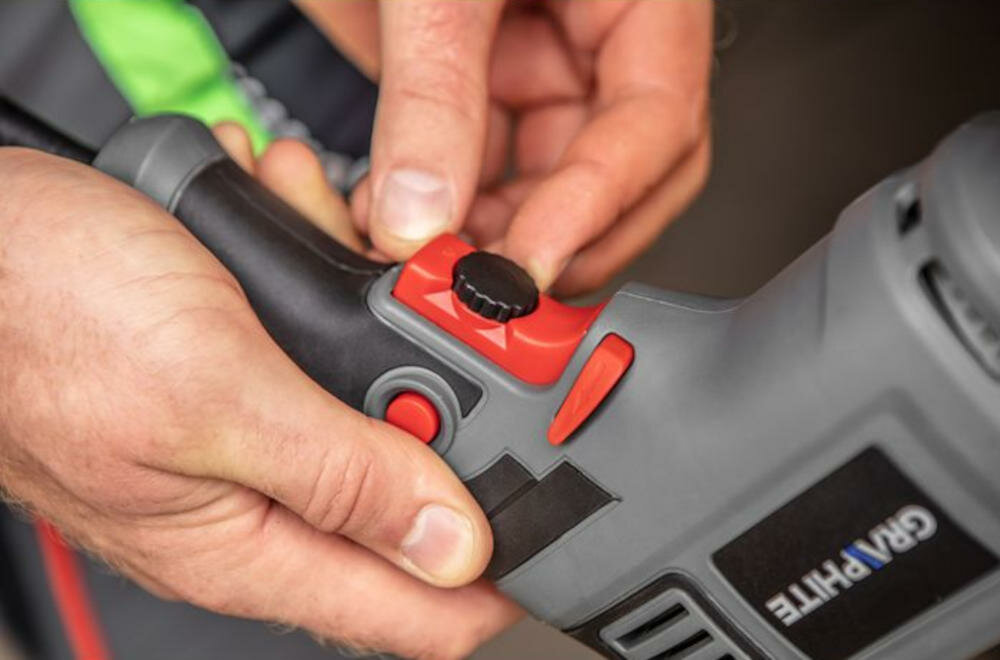 GRAPHITE-58G736 wiertarka przycisk zasilanie sieciowe ergonomiczna konstrukcja niewielka waga przewód rękojeść komfort bezpieczeństwo