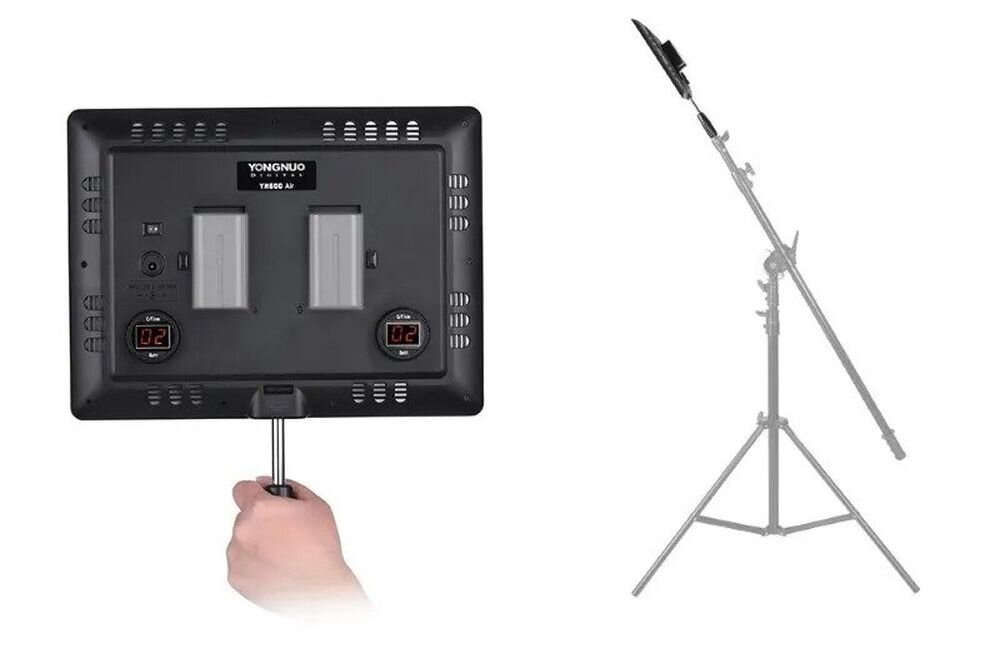 Lampa LED YONGNUO YN600 Air barwa jasność zasilanie bateria montaż aparat zdjęcia filmy obsługa regulacja waga led wymiary