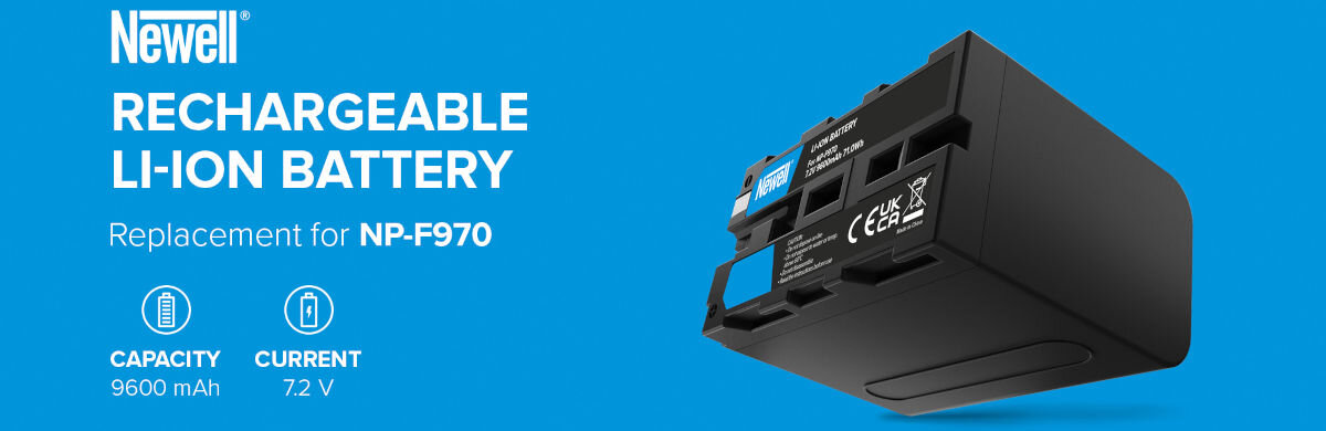 Akumulator NEWELL 8600 mAh do Sony NP-F960/NP-F970, energia, ładowanie, źródło, zasilanie, Akumulator Newell zamiennik NP-F970 do Sony z podstawowymi parametrami