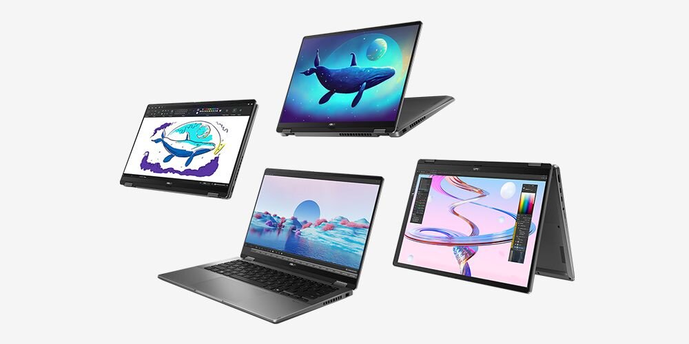 Laptop ASUS Vivobook 14 Flip TP3407SA-SG142W w czterech trybach pracy prezentuje różne ustawienia ekranu podczas pracy kreatywnej i mobilnego użytkowania