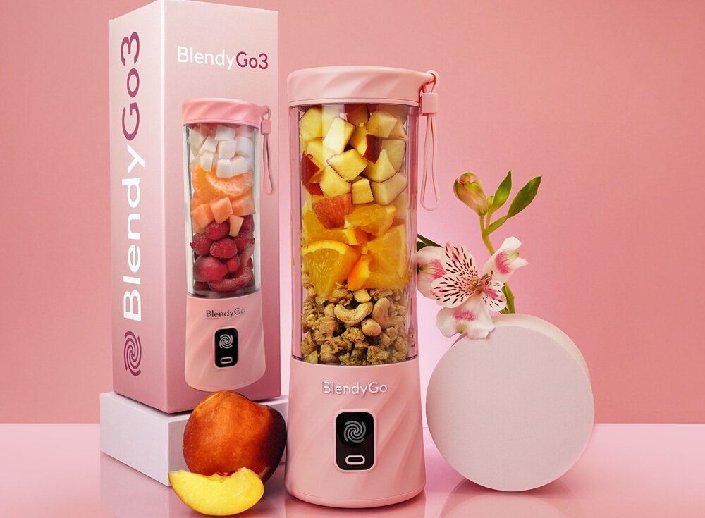 Blender personalny BLENDYGO 3 Różowy Bezprzewodowy poręczna konstrukcja, nieduża waga, możesz zabrać do pracy lub w podróży