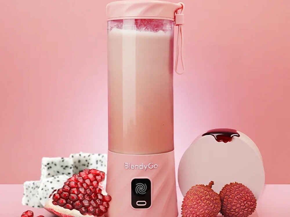 Blender personalny BLENDYGO 3 Różowy Bezprzewodowy funkcja samoczyszczenia, wodoodporna konstrukcja, blokada zamocowanego kielicha