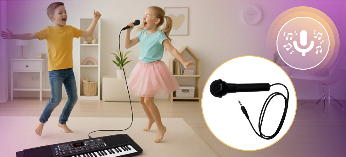 Keyboard MUSICMATE MM-02 KeyDeluxe głośniki słuchawki AUX kompaktowa konstrukcja, dzieci bawiące się w rytm muzyki, Keyboard stojący na podłodze