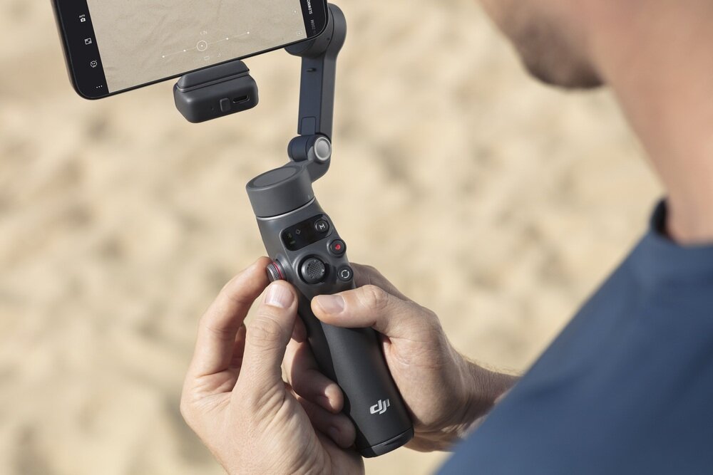 Gimbal DJI Osmo Mobile 7P  zmiana ustawień pokrętłem  