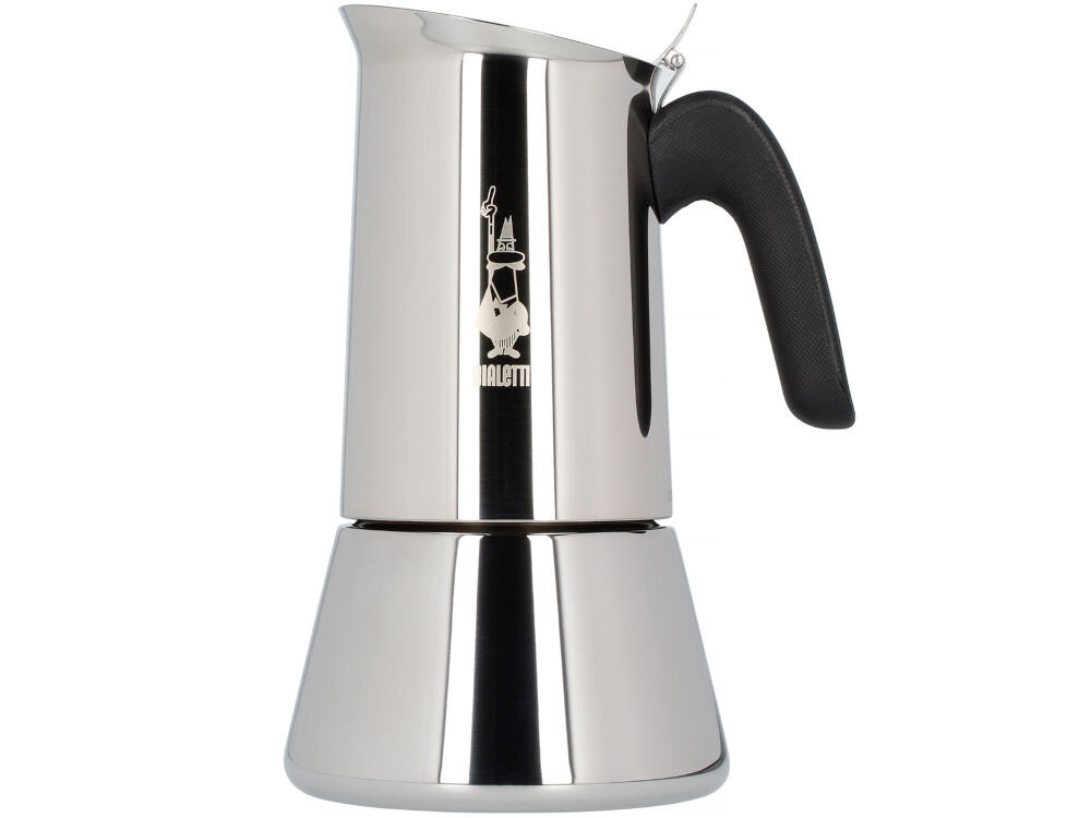 Kawiarka BIALETTI Venus 10 TZ Srebrny 500 ml wlanie wody do dolnego zbiornika wsypanie zmielonej kawy do filtra postawienie urządzenia na kuchence wymagane ręczne mycie bez detergentów grubsza konstrukcja dolnego zbiornika aromatyczny smak