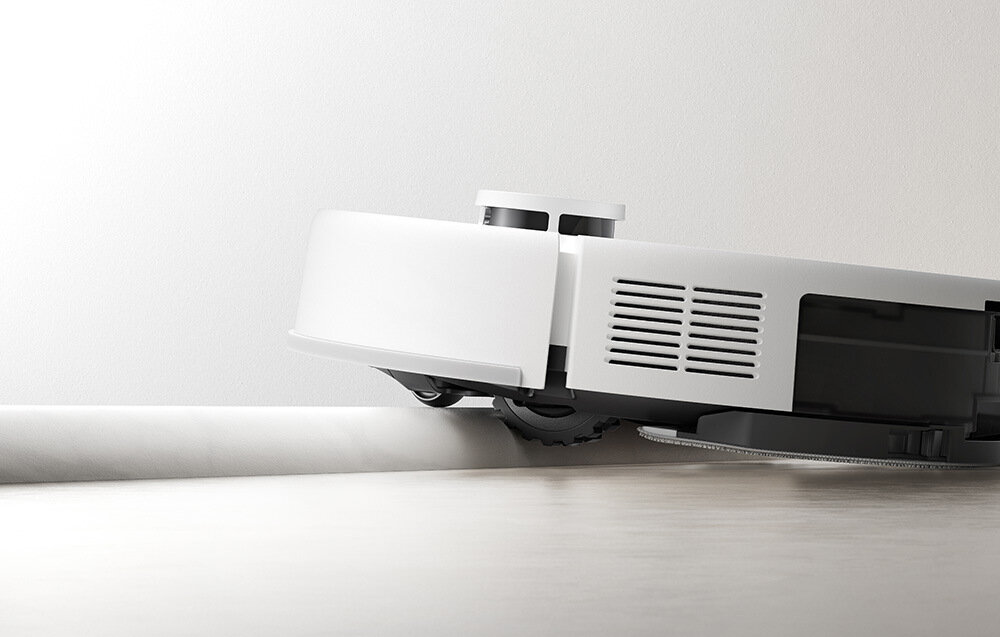Robot sprzątający MOVA E20 Omijanie przeszkód Przemyślany, minimalistyczny design swobodne manewrowanie wokół mebli i docieranie do trudno dostępnych miejsc zdolności pokonywania progów do 18 mm