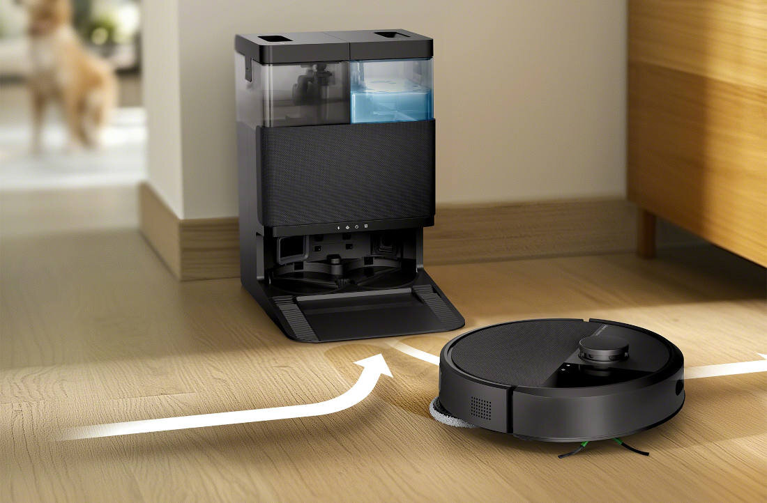 Robot sprzątający IROBOT Roomba Plus 405 Combo Czarny wygląd design tło prezentacja wizualizacja lifestyle Sprzątanie bez wysiłku